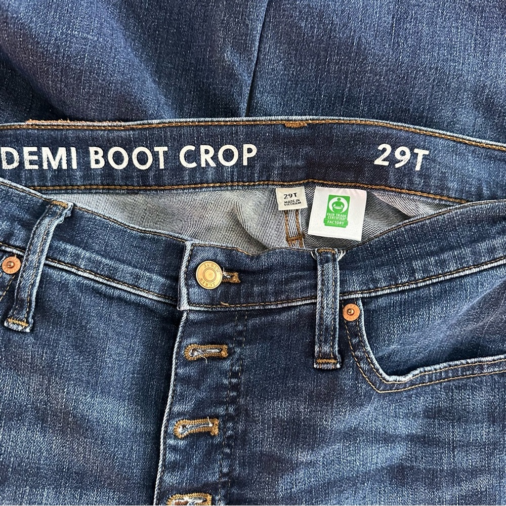 J.Crew Dark Wash Demi Boot Crop Jeans – Raw Hem, Bottom Fly, Size 29 Tall - Picture 4 of 7
